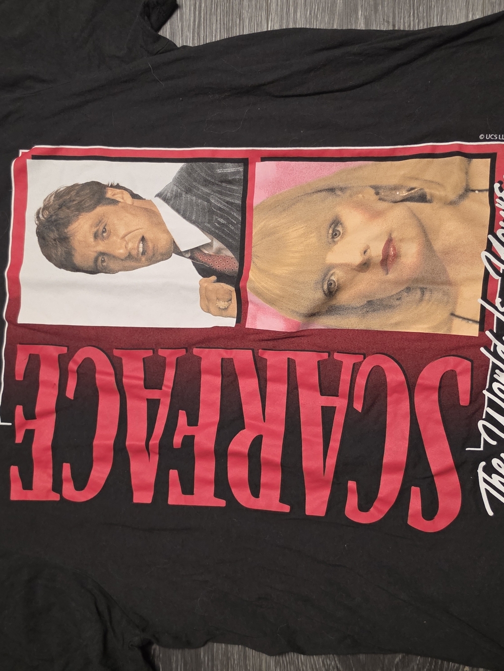 Vintage Scarface Graphic Tee - Black with Red and Pink Print